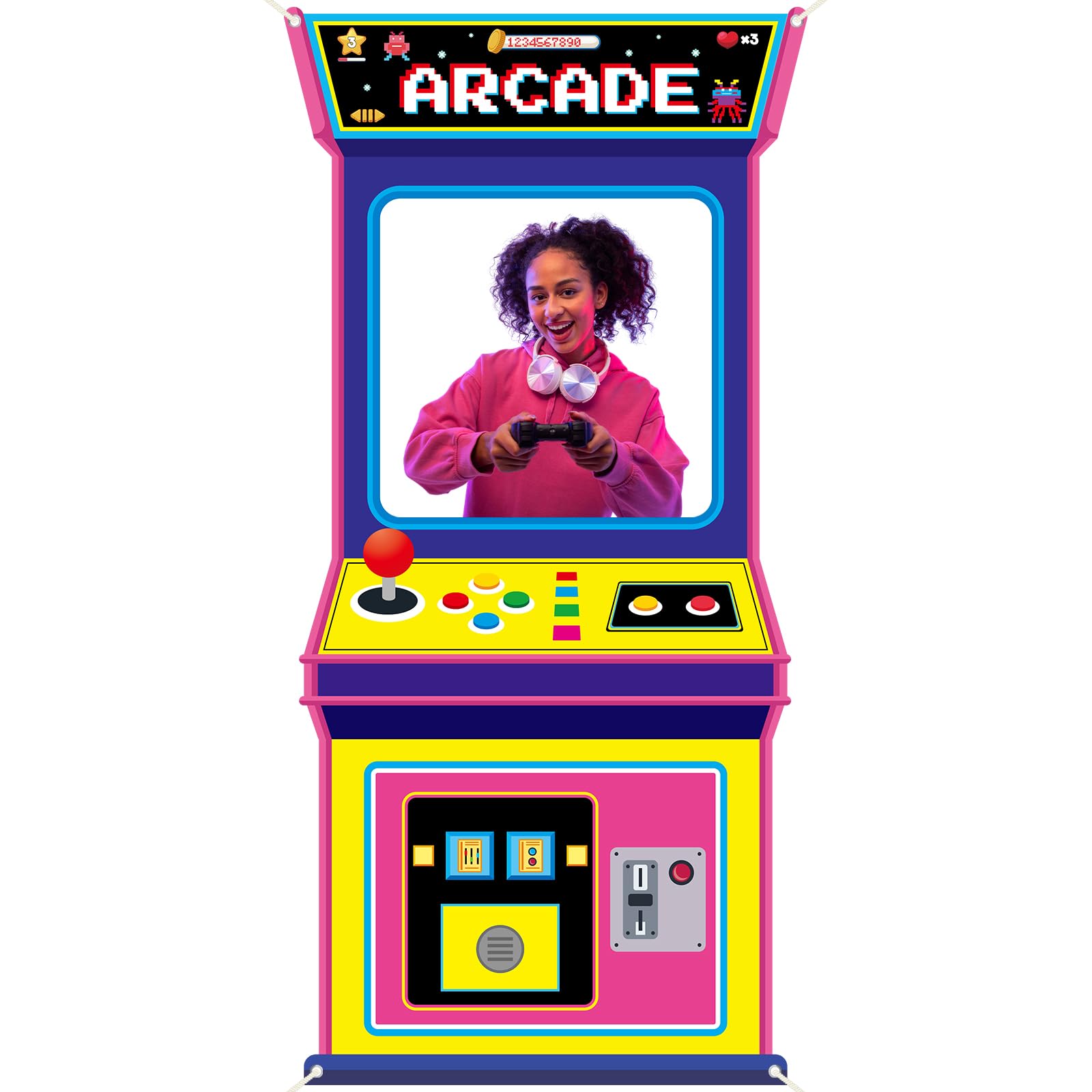 Gaming Retro Arcade - Tło fotograficzne w stylu retro z