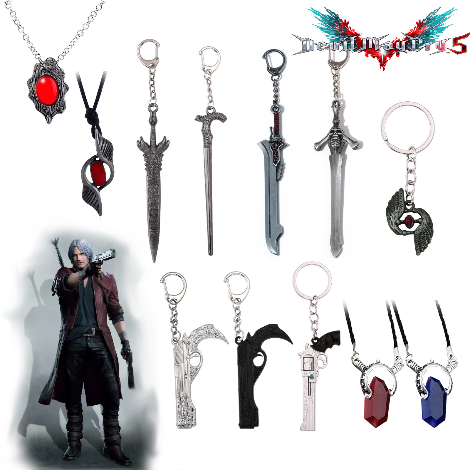 Retro Gaming Keychain - Gra DMC brelok Dante miecz powstanie