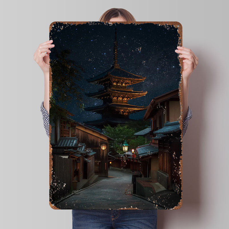 Retro Gaming Kyoto - Plakat z blachy Kyoto Noc, personalizowana