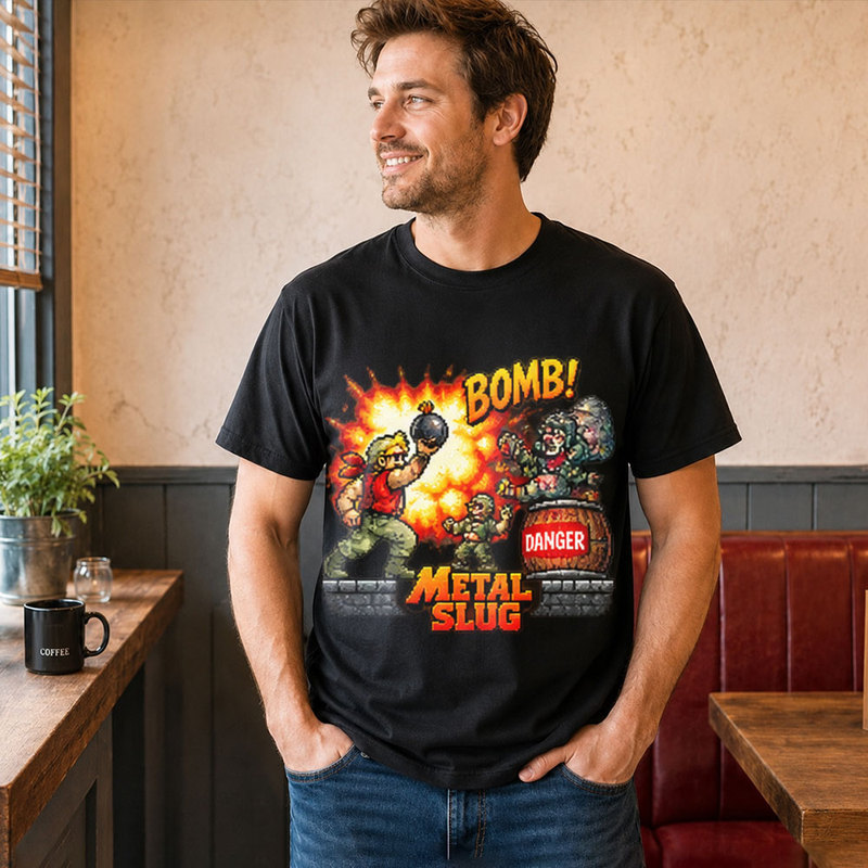 Gaming Retro Arcade - Retro koszulka z grafiką gry Metal