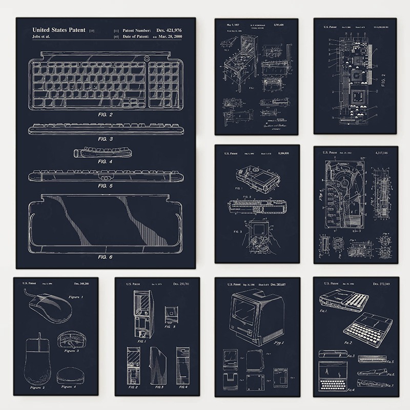 Retro Gaming Life - Gry komputerowe Tech Patenty Plakat Płyta